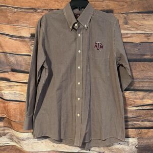 Texas A&M Aggies M Antigua Men's Button-Down Shirt NCAA Long Sleeve Maroon Check